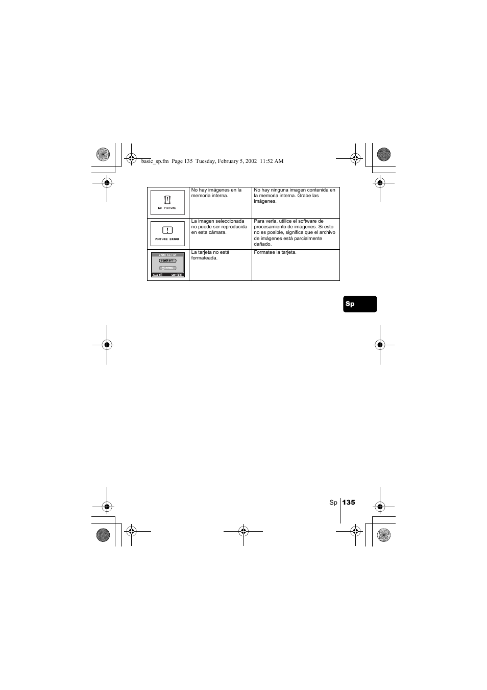 Sp 135 sp | Olympus C-120 User Manual | Page 135 / 172