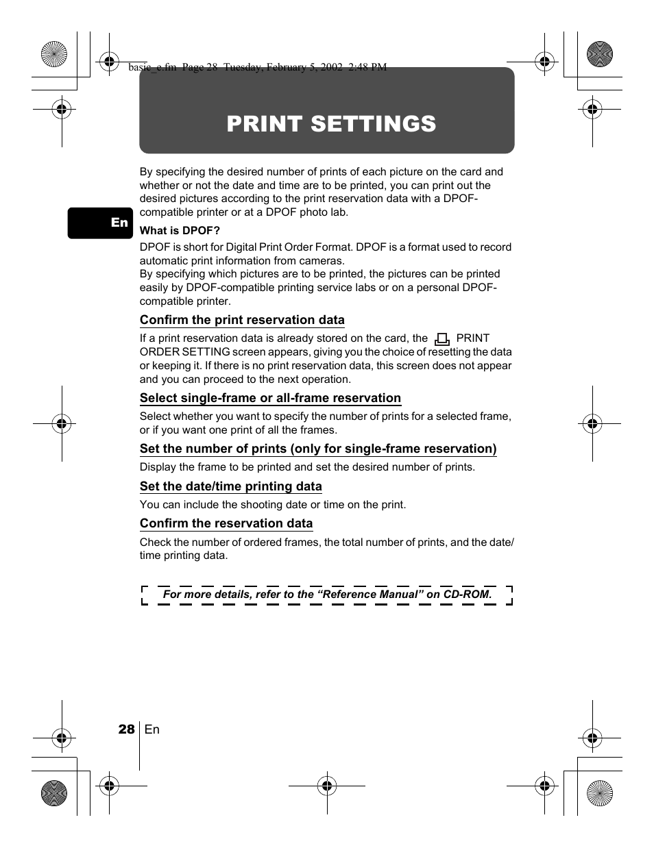 Print settings | Olympus C-120 User Manual | Page 28 / 172