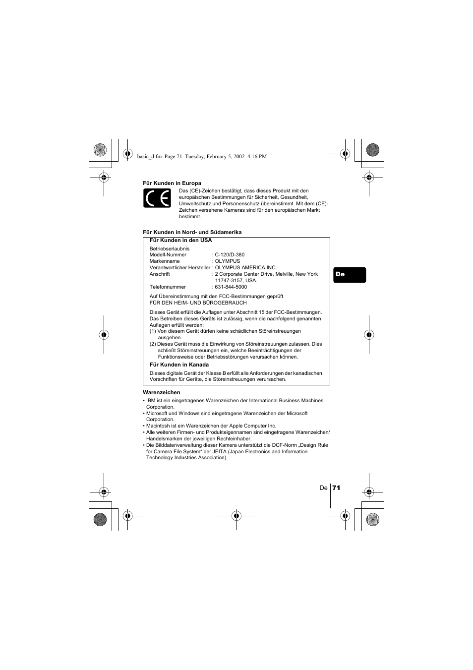 Olympus C-120 User Manual | Page 71 / 172