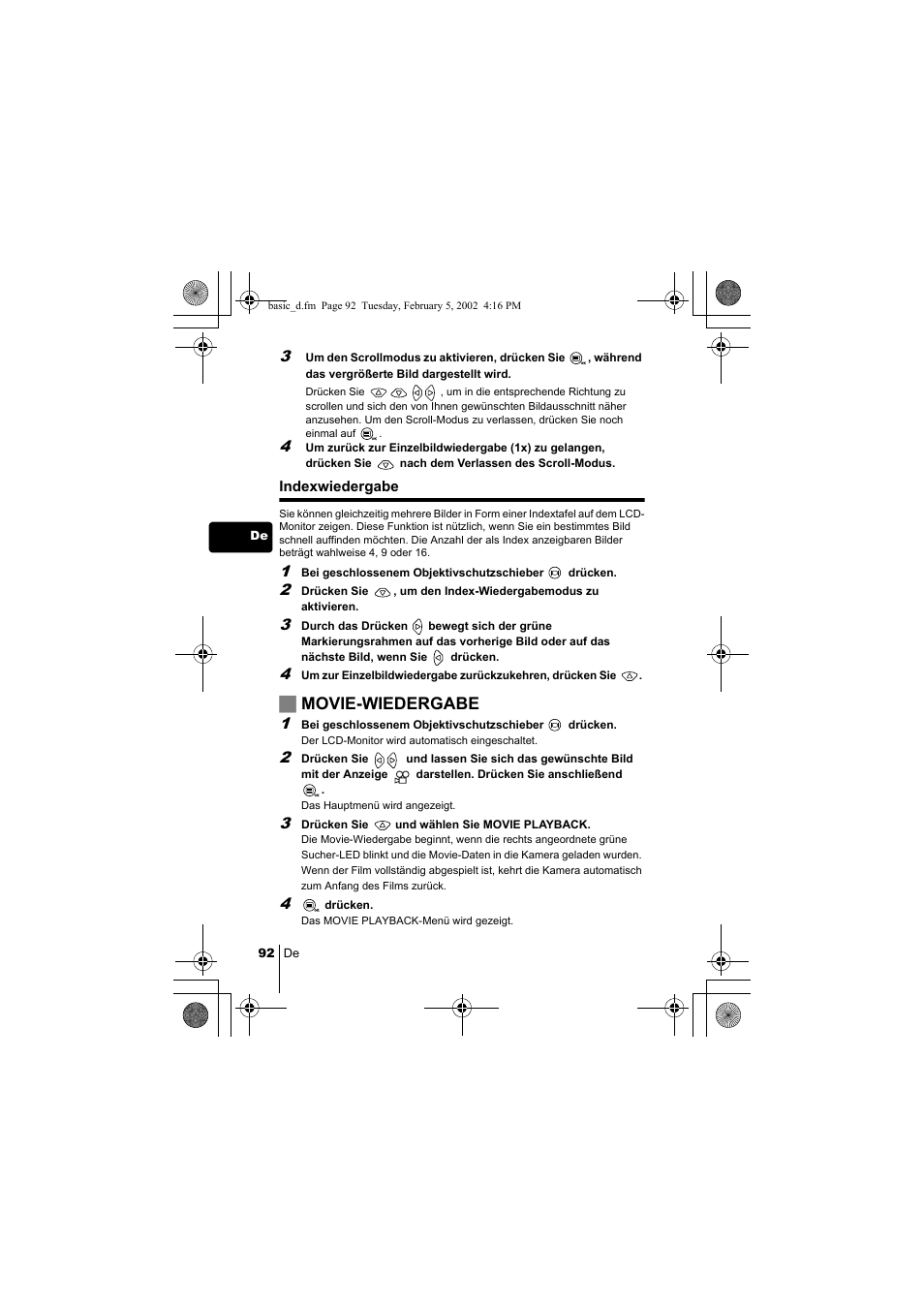 Jmovie-wiedergabe | Olympus C-120 User Manual | Page 92 / 172