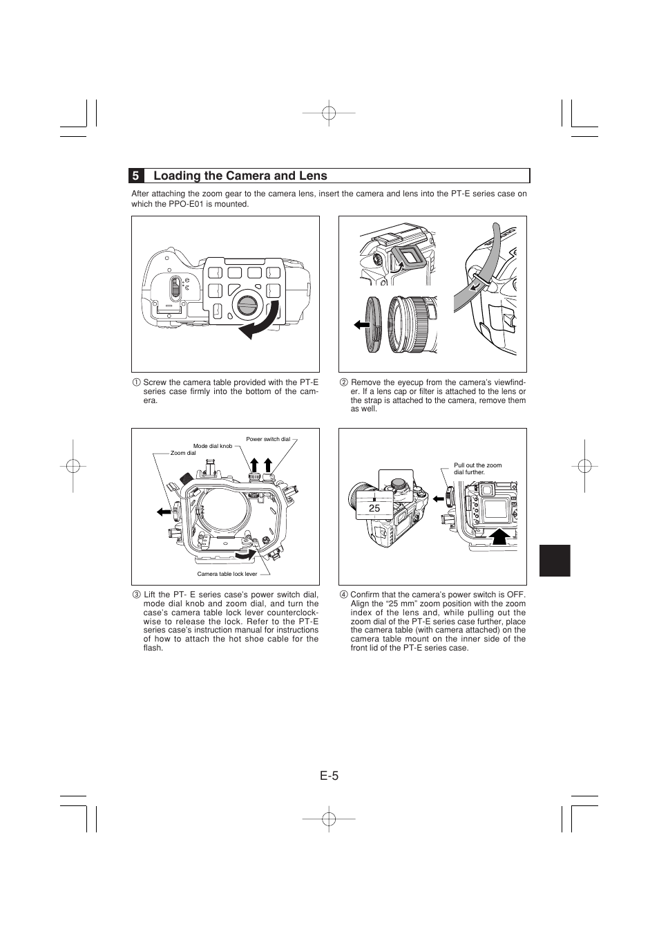 5loading the camera and lens | Olympus PPO-E01 User Manual | Page 15 / 60