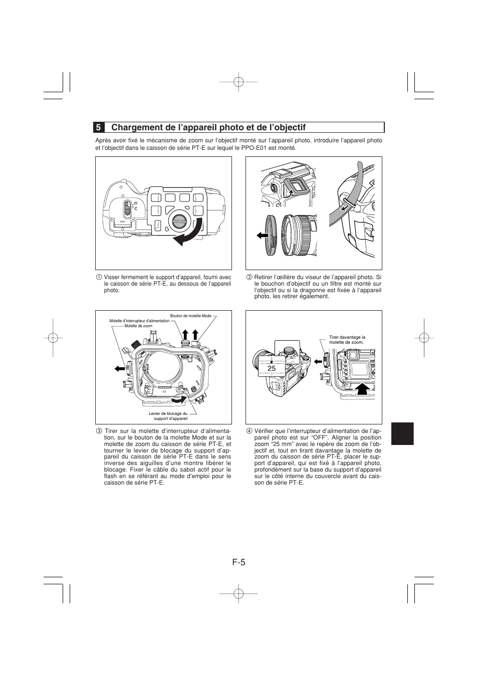 5chargement de l’appareil photo et de l’objectif | Olympus PPO-E01 User Manual | Page 23 / 60