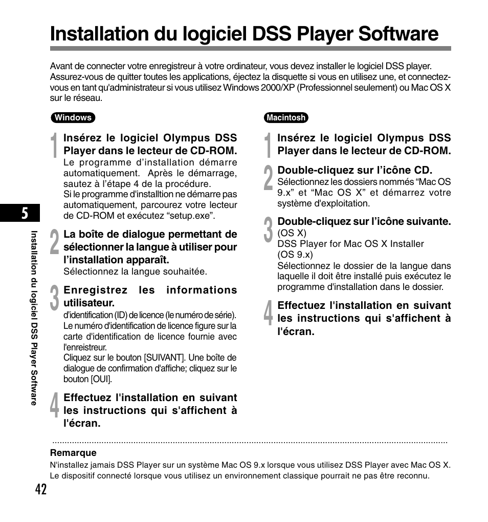 Installation du logiciel dss player software | Olympus DS-2200 User Manual | Page 102 / 180