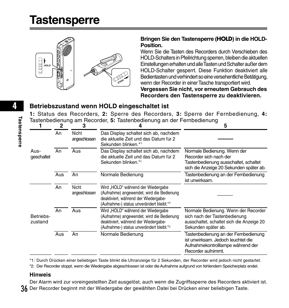 Tastensperre | Olympus DS-2200 User Manual | Page 156 / 180