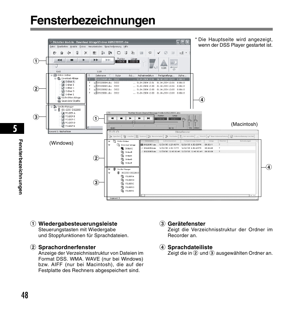 Fensterbezeichnungen | Olympus DS-2200 User Manual | Page 168 / 180