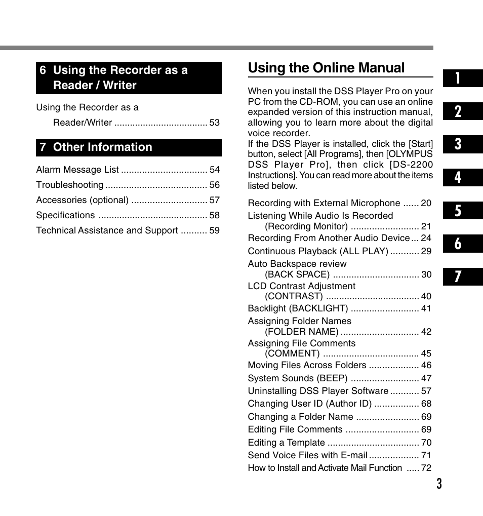 Using the online manual | Olympus DS-2200 User Manual | Page 3 / 180