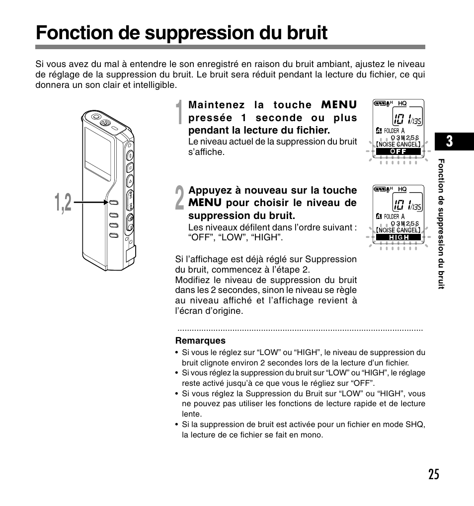 Fonction de suppression du bruit | Olympus DS-2200 User Manual | Page 85 / 180
