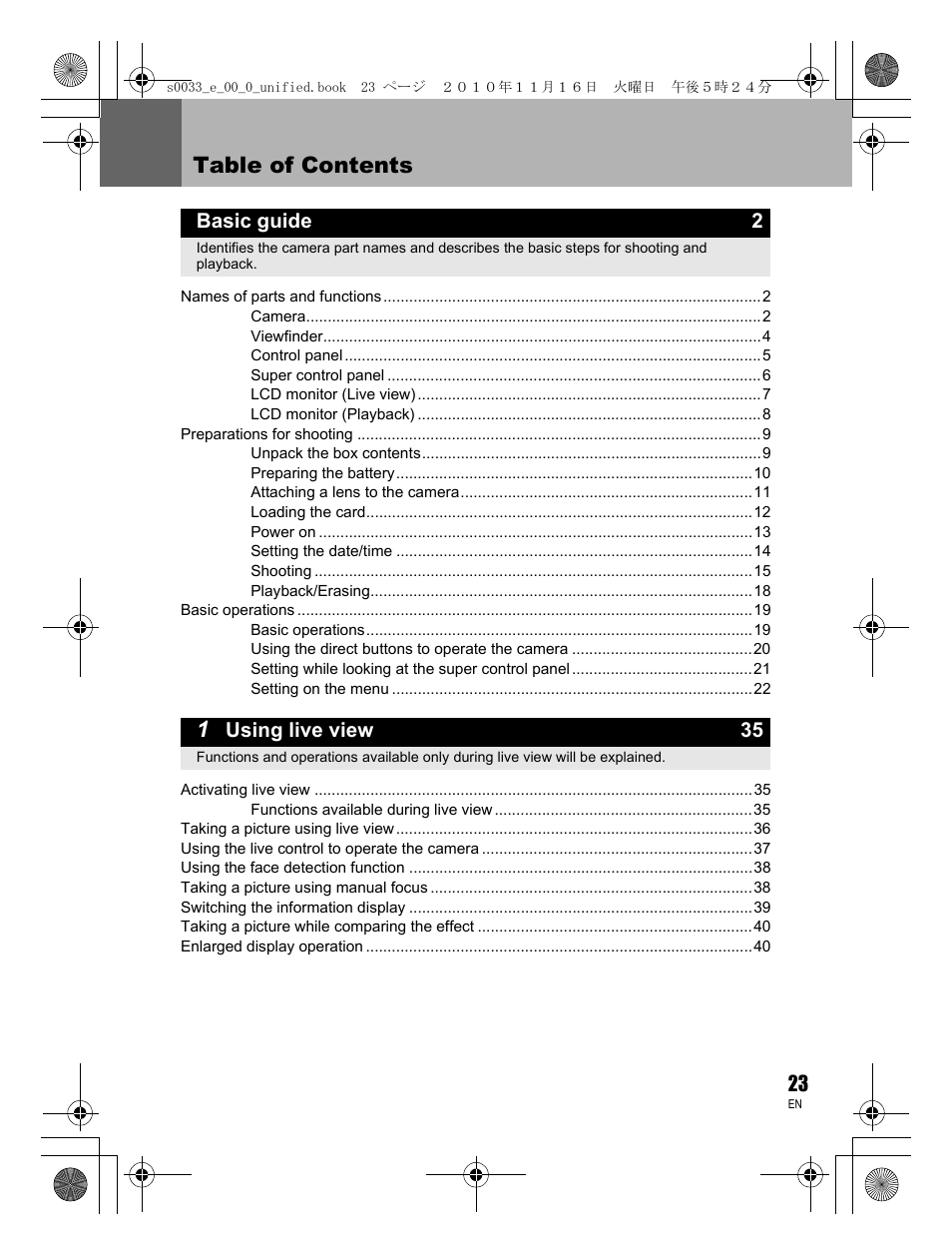 Olympus E-5 User Manual | Page 23 / 172