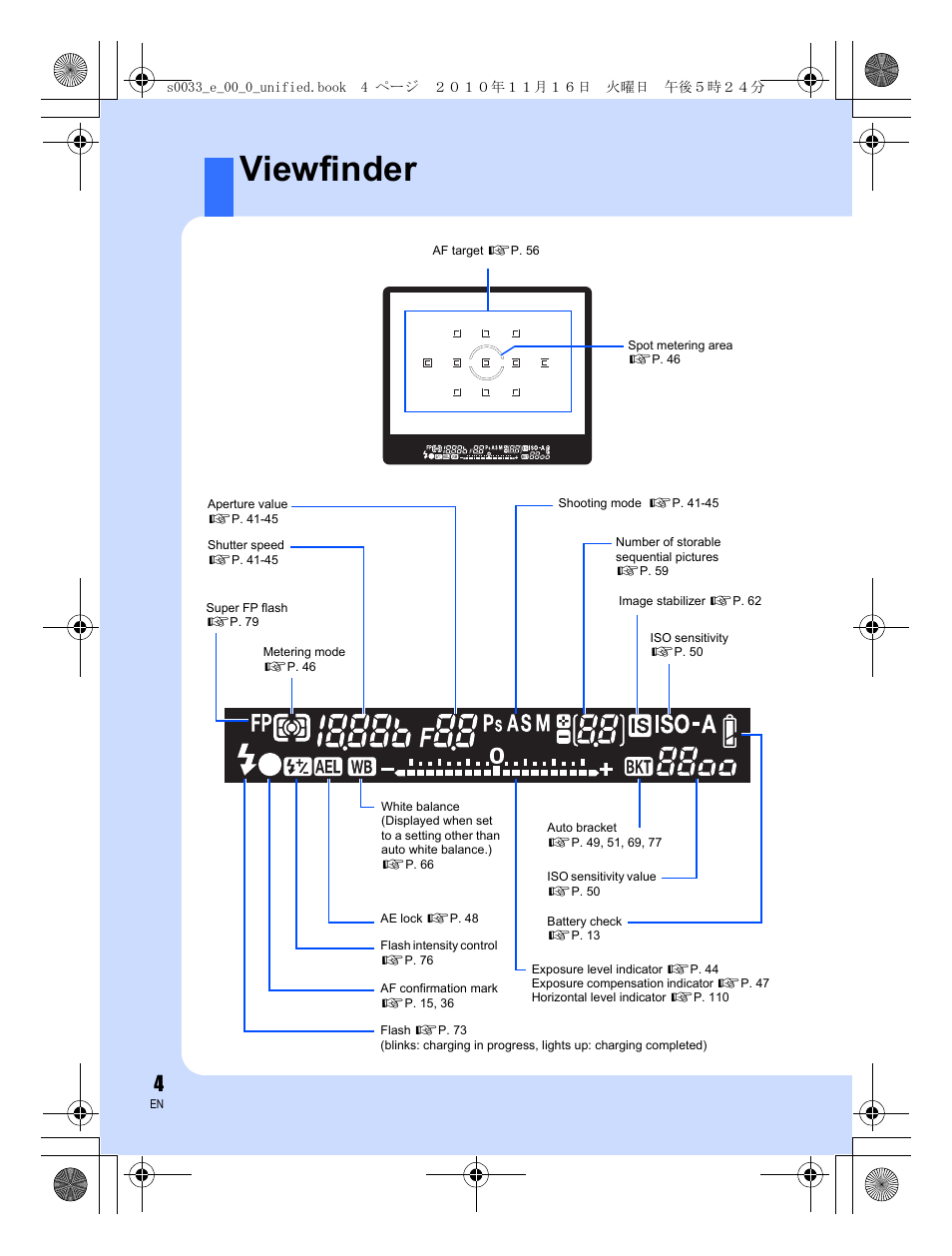 Viewfinder | Olympus E-5 User Manual | Page 4 / 172