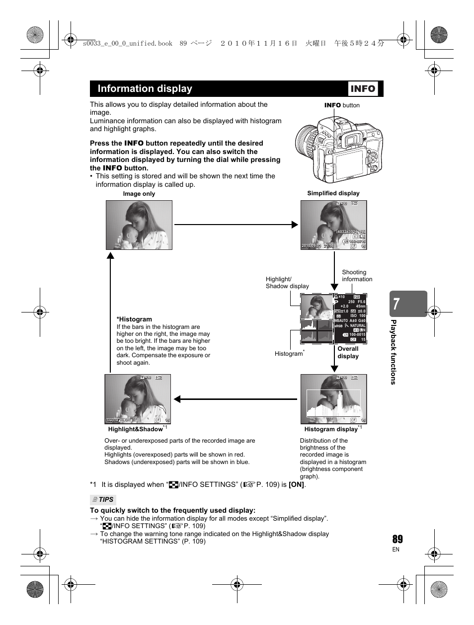 Information display | Olympus E-5 User Manual | Page 89 / 172