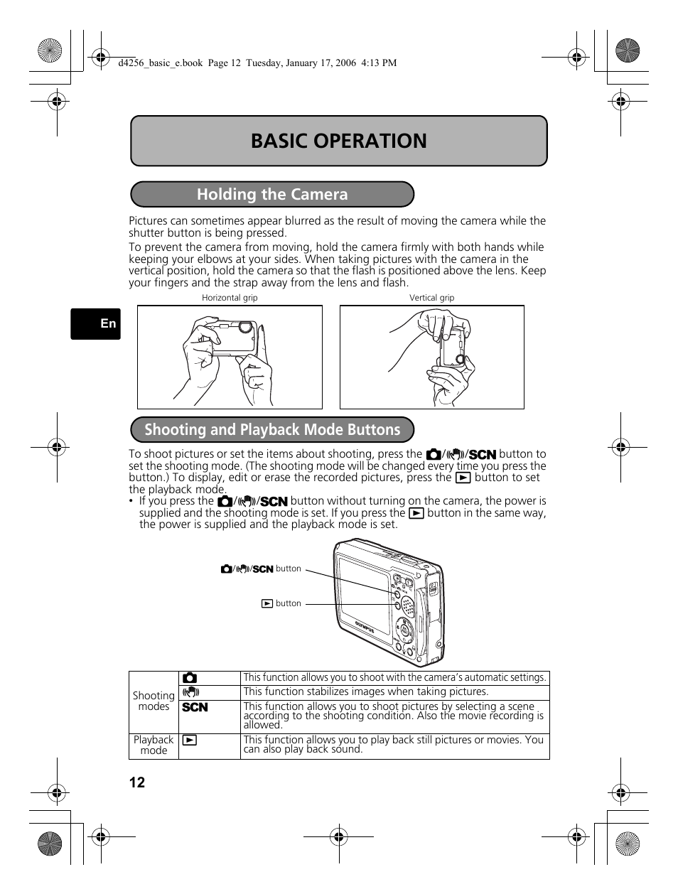 Basic operation | Olympus 720 SW User Manual | Page 12 / 29