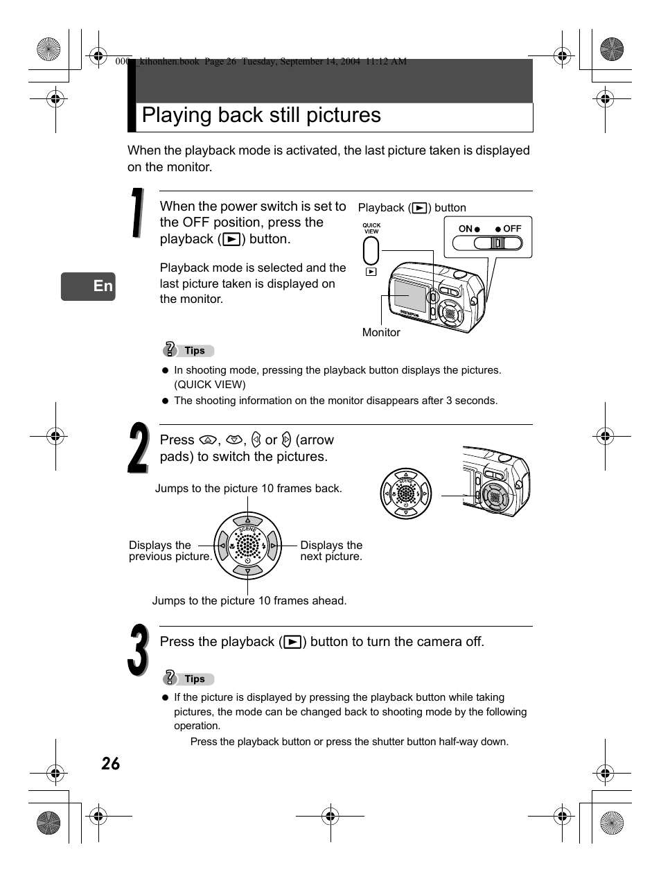 Playing back still pictures | Olympus C-470 Zoom  EN User Manual | Page 26 / 108