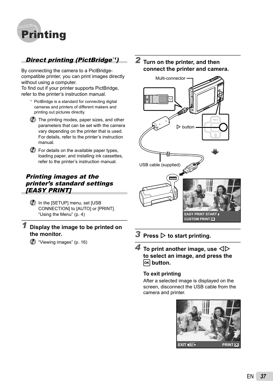 Printing | Olympus FE-47 User Manual | Page 37 / 59