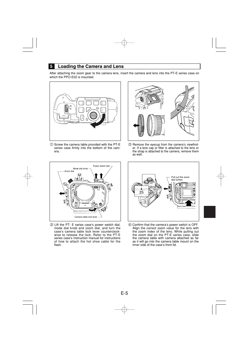 5loading the camera and lens | Olympus PPO-E02 User Manual | Page 15 / 60