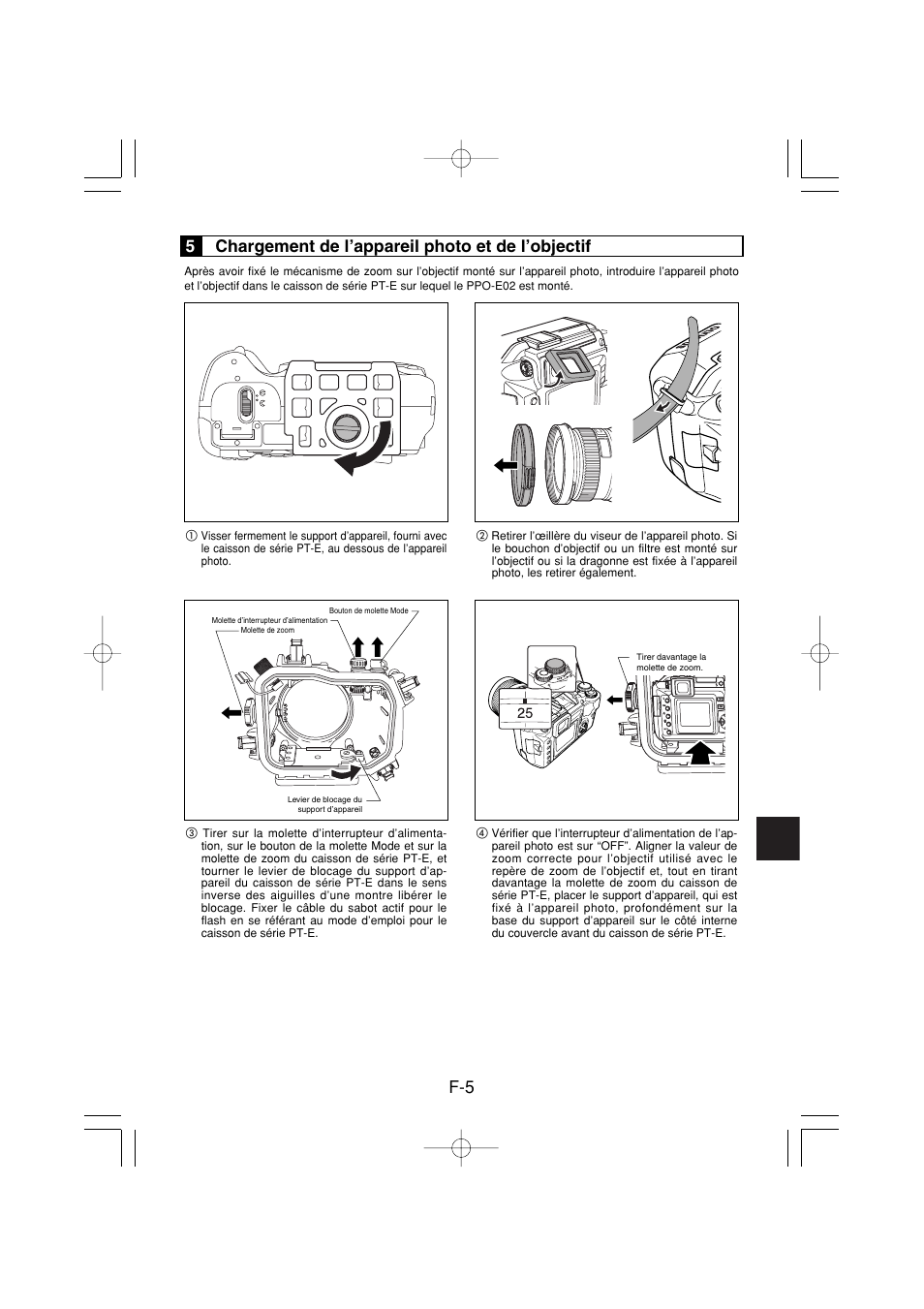 5chargement de l’appareil photo et de l’objectif | Olympus PPO-E02 User Manual | Page 23 / 60