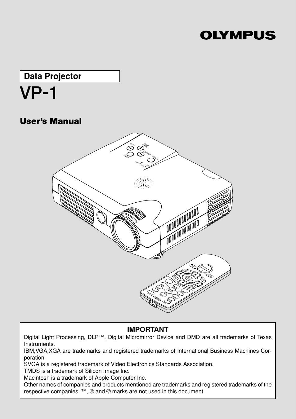 Olympus VP--1 User Manual | 72 pages