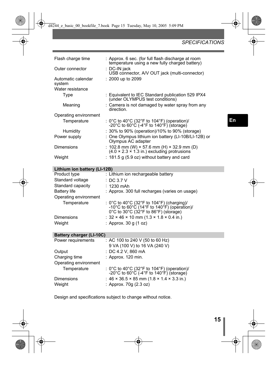Olympus 800 User Manual | Page 15 / 68