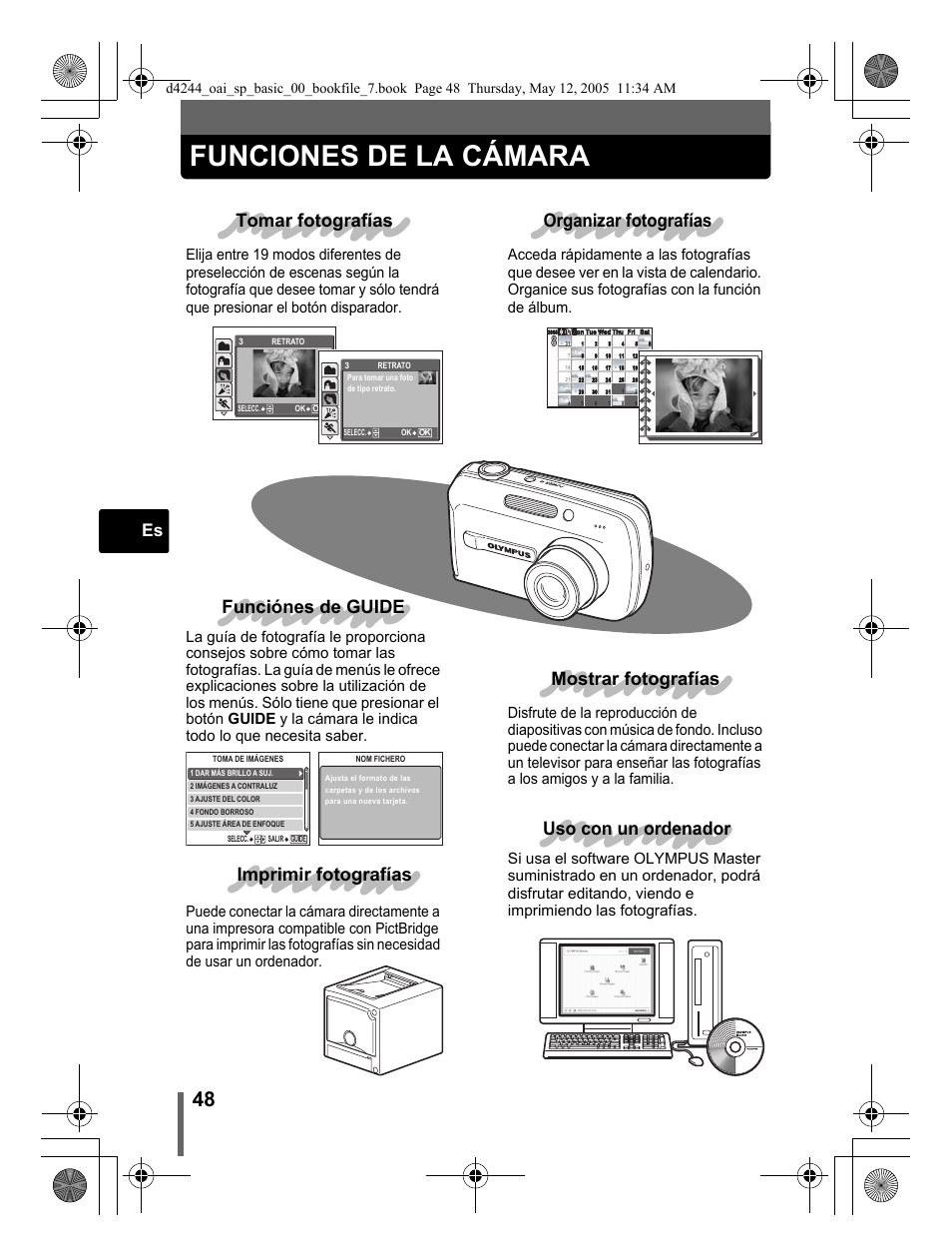 Funciones de la cámara | Olympus 800 User Manual | Page 48 / 68