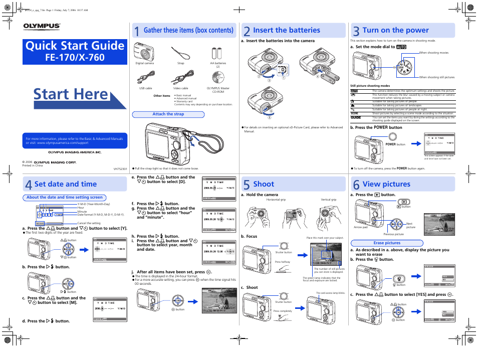 Olympus FE-170/X-760 User Manual | 2 pages