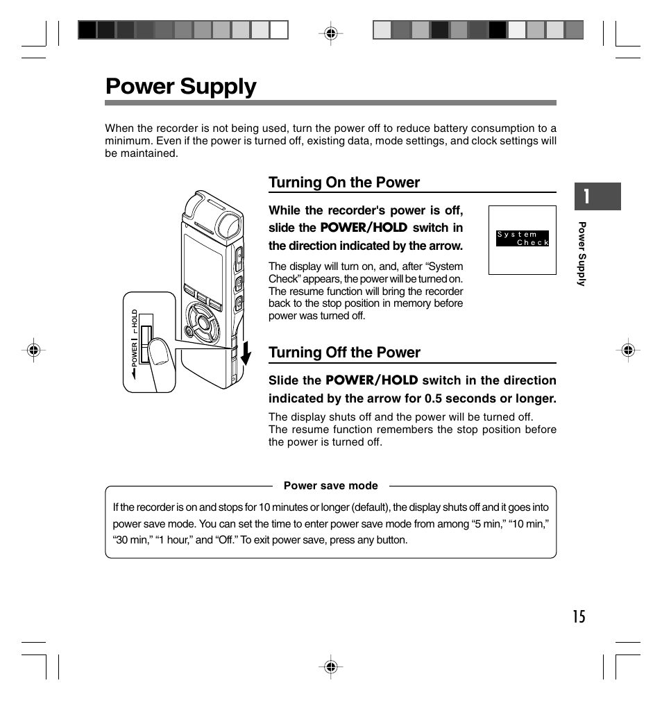 Power supply | Olympus DS-40 User Manual | Page 15 / 87