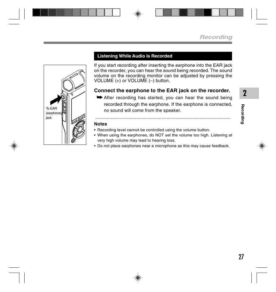 Recording | Olympus DS-40 User Manual | Page 27 / 87