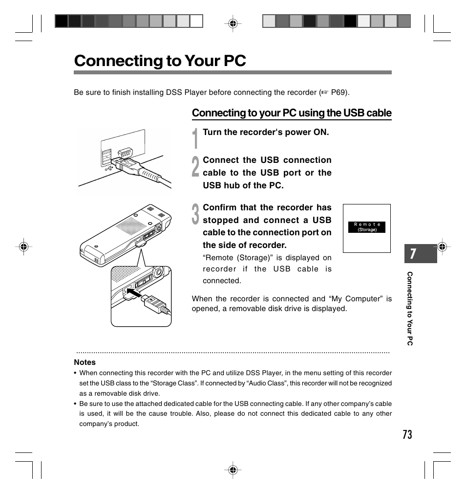 Connecting to your pc | Olympus DS-40 User Manual | Page 73 / 87