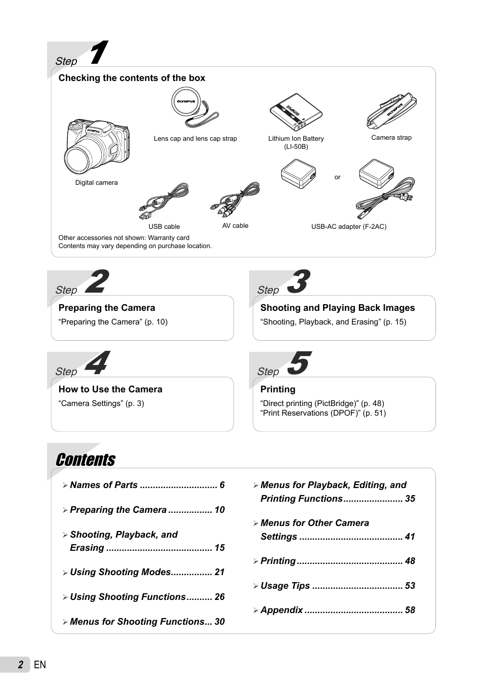 Olympus SP-800UZ User Manual | Page 2 / 73