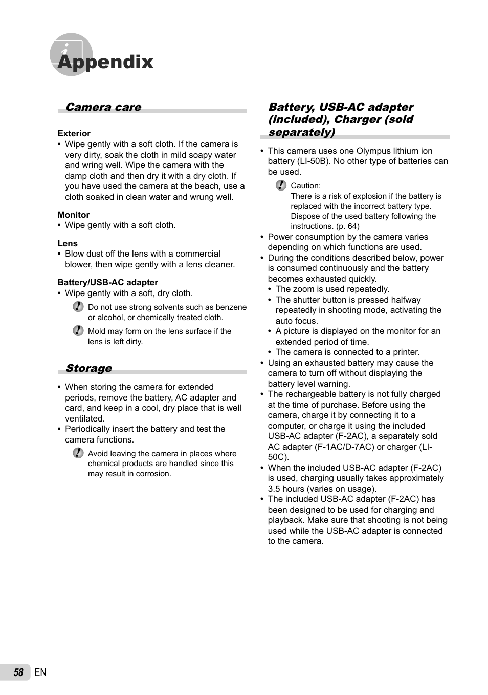 Appendix | Olympus SP-800UZ User Manual | Page 58 / 73