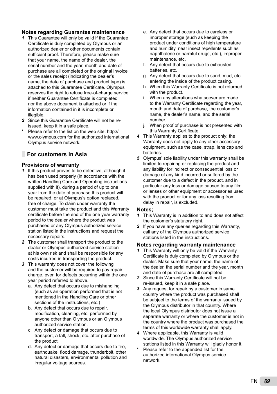 69 en | Olympus SP-800UZ User Manual | Page 69 / 73