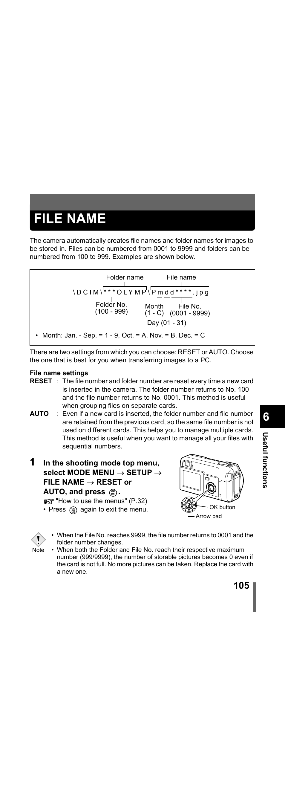 File name, P.105 | Olympus X-300 EN User Manual | Page 106 / 171