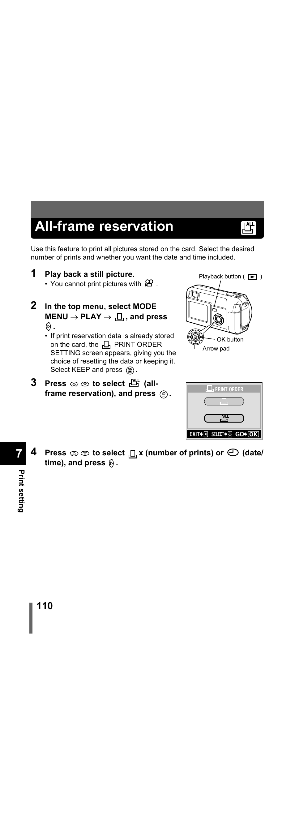All-frame reservation, P.110 | Olympus X-300 EN User Manual | Page 111 / 171