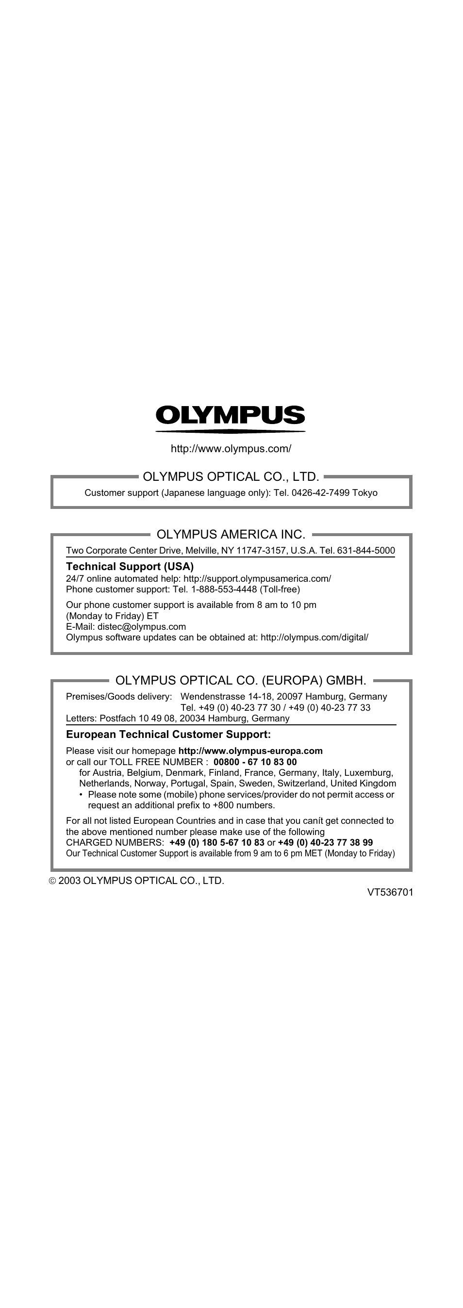 Olympus optical co., ltd, Olympus america inc, Olympus optical co. (europa) gmbh | Olympus X-300 EN User Manual | Page 139 / 171