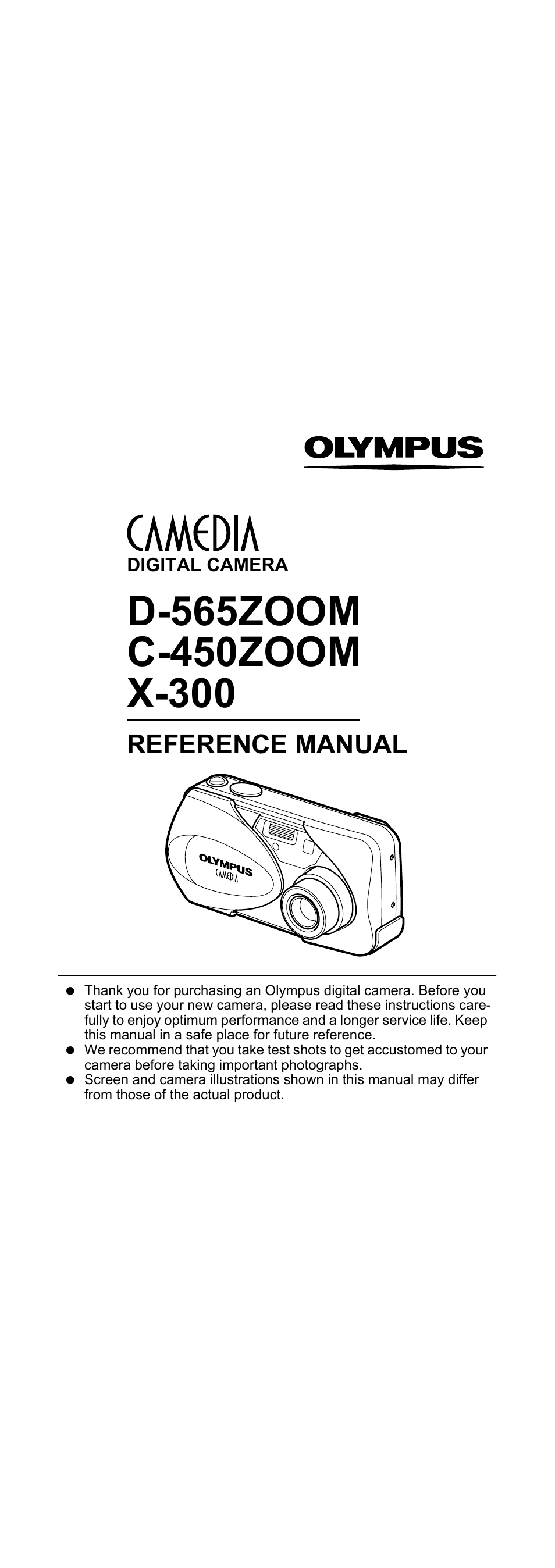 Camera operation manual, Reference manual | Olympus X-300 EN User Manual | Page 2 / 171