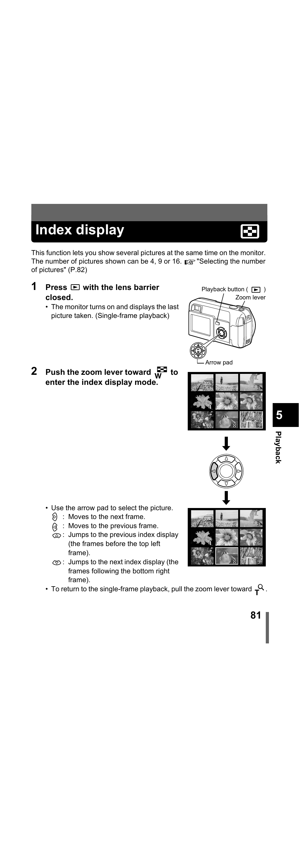 Index display, P.81 | Olympus X-300 EN User Manual | Page 82 / 171