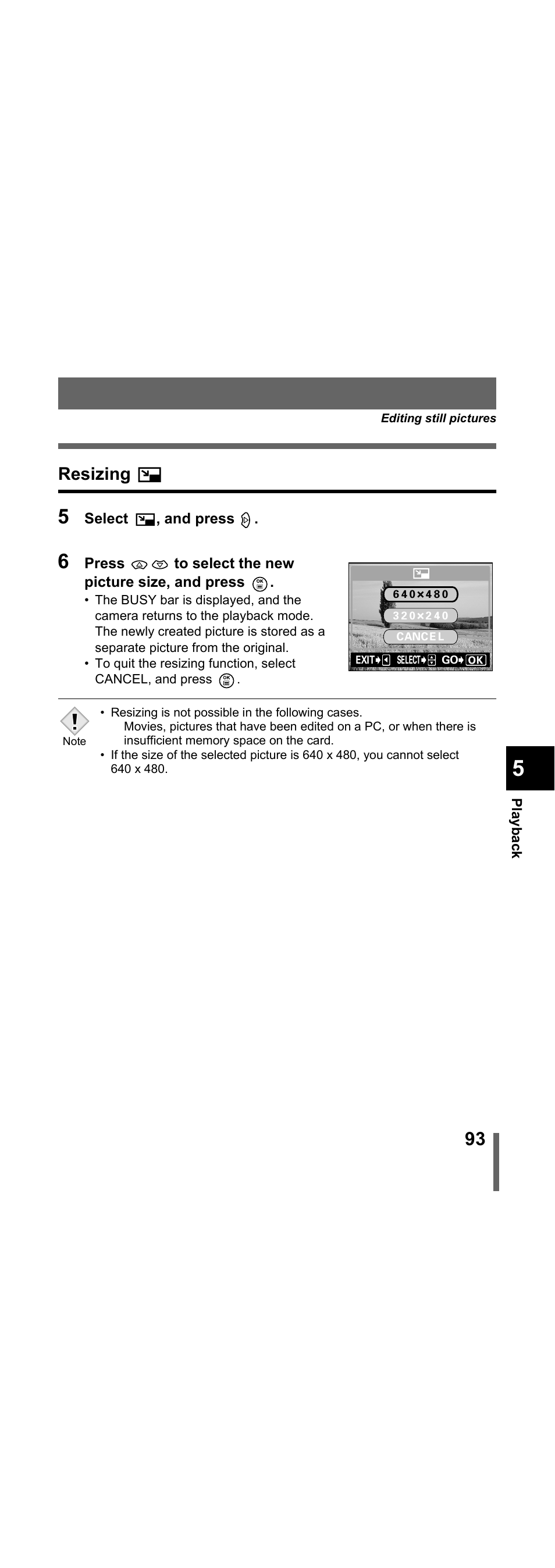 Resizing, P.93, P.93) | Olympus X-300 EN User Manual | Page 94 / 171