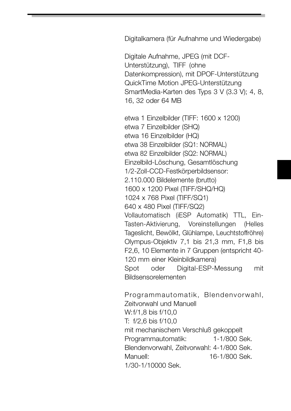 Technische daten | Olympus C-2040ZOOM User Manual | Page 109 / 148