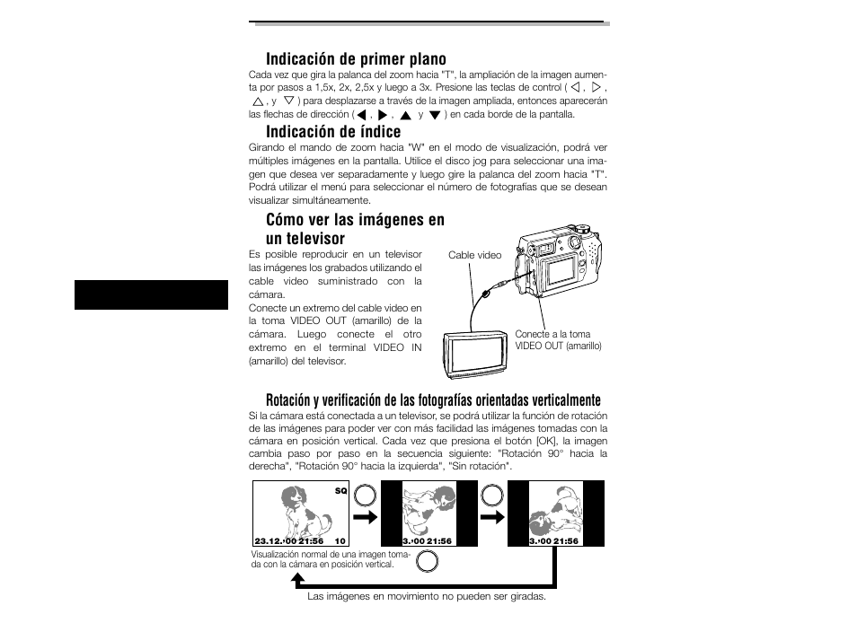 Cómo ver las imágenes en un televisor, Indicación de índice | Olympus C-2040ZOOM User Manual | Page 132 / 148