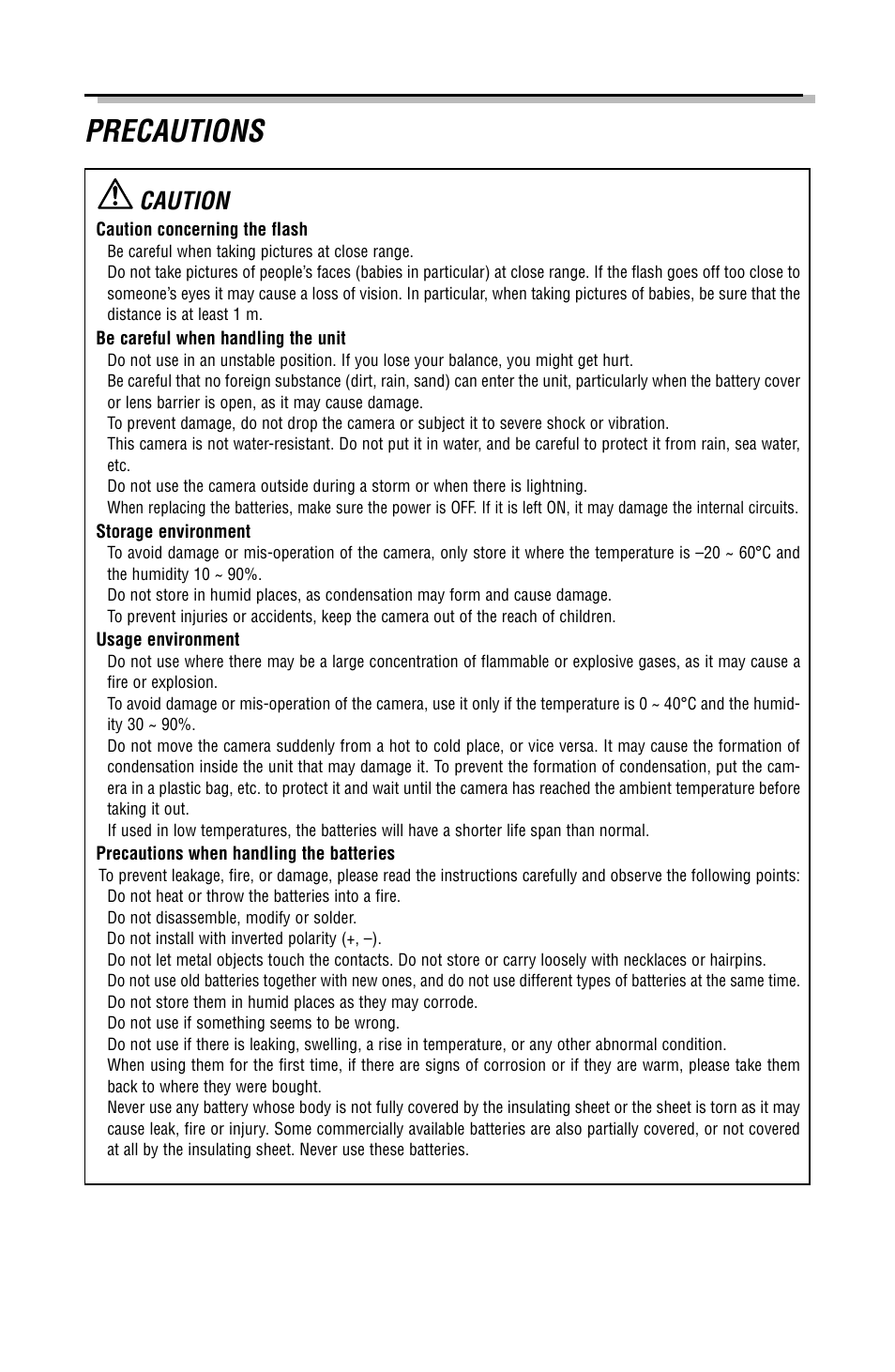 Precautions, Caution | Olympus C-2040ZOOM User Manual | Page 3 / 148