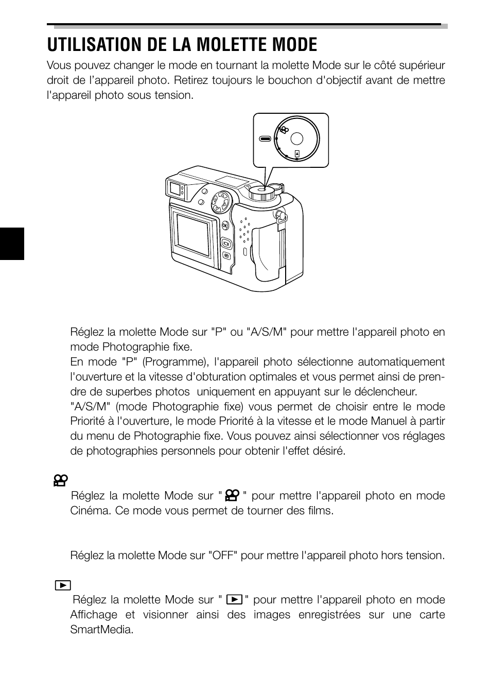 Utilisation de la molette mode | Olympus C-2040ZOOM User Manual | Page 50 / 148