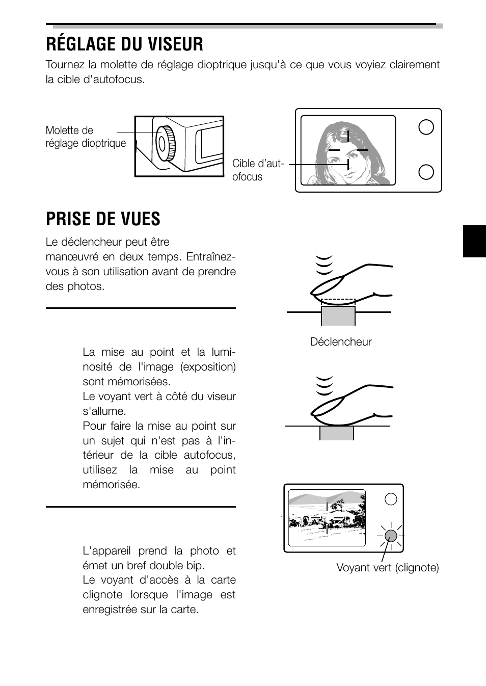 Réglage du viseur, Prise de vues | Olympus C-2040ZOOM User Manual | Page 55 / 148
