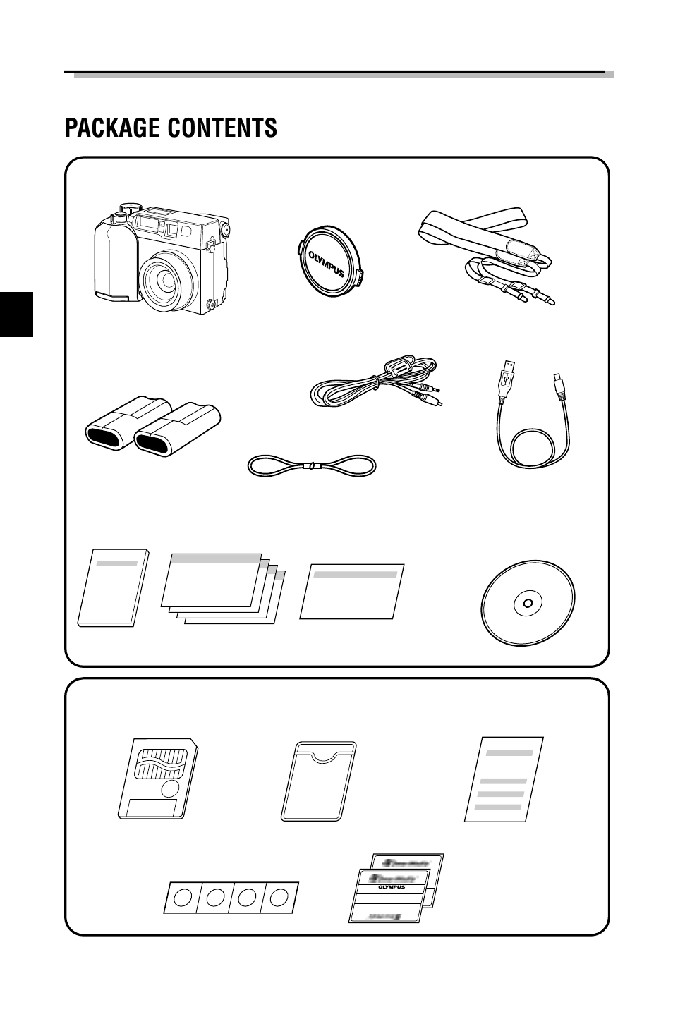 Getting started package contents | Olympus C-2040ZOOM User Manual | Page 6 / 148