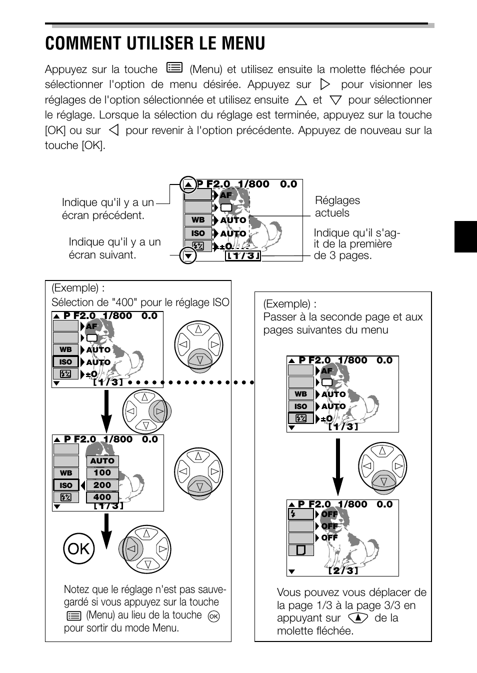 Comment utiliser le menu | Olympus C-2040ZOOM User Manual | Page 61 / 148