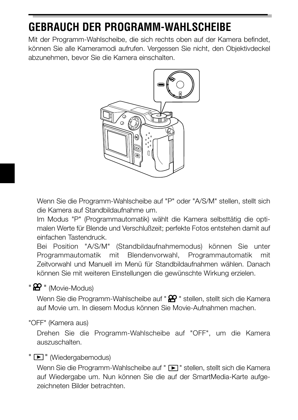 Gebrauch der programm-wahlscheibe | Olympus C-2040ZOOM User Manual | Page 86 / 148