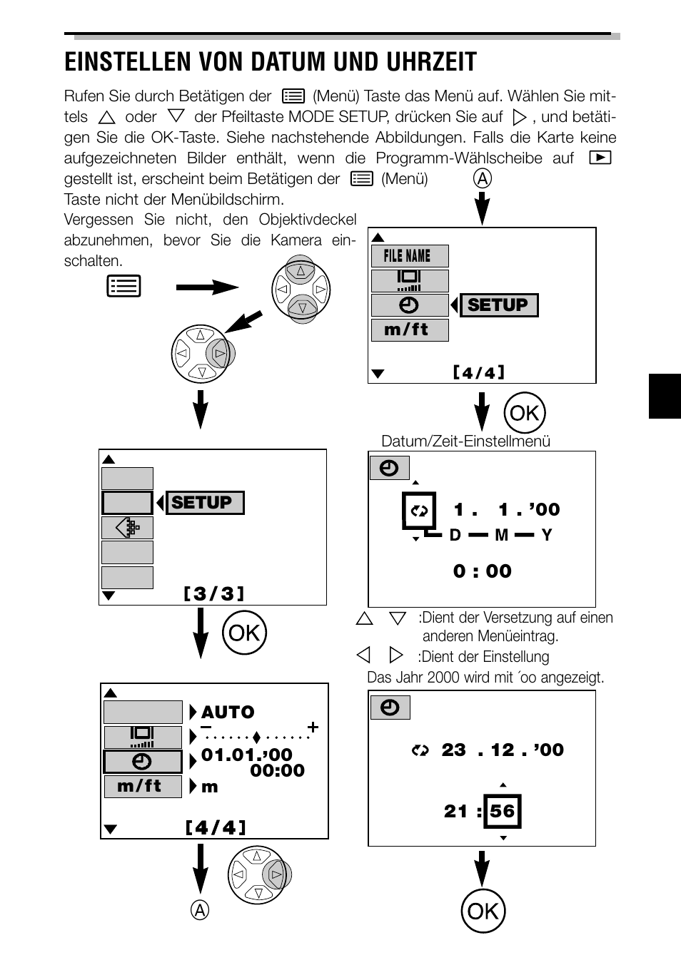 Einstellen von datum und uhrzeit | Olympus C-2040ZOOM User Manual | Page 87 / 148
