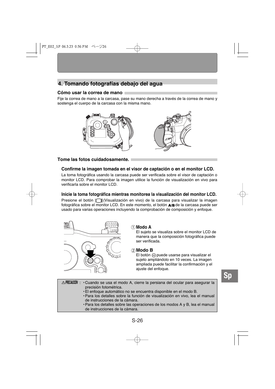 Tomando fotografías debajo del agua | Olympus PT-E02 User Manual | Page 187 / 284