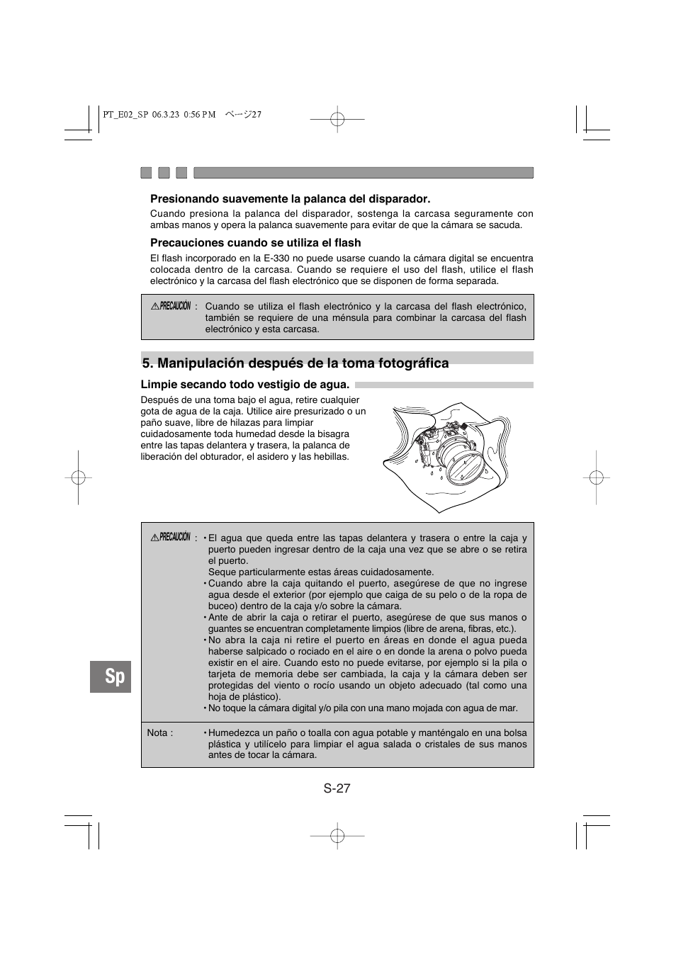 Manipulación después de la toma fotográfica | Olympus PT-E02 User Manual | Page 188 / 284