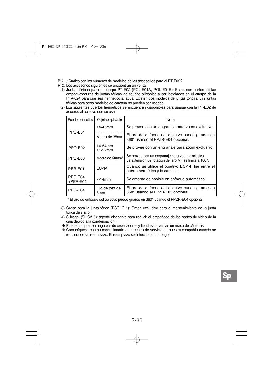 S-36 | Olympus PT-E02 User Manual | Page 197 / 284