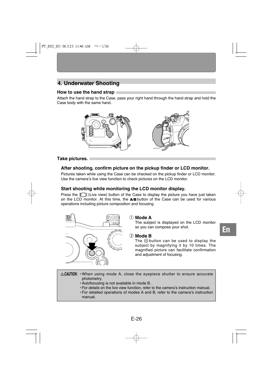 Underwater shooting | Olympus PT-E02 User Manual | Page 67 / 284