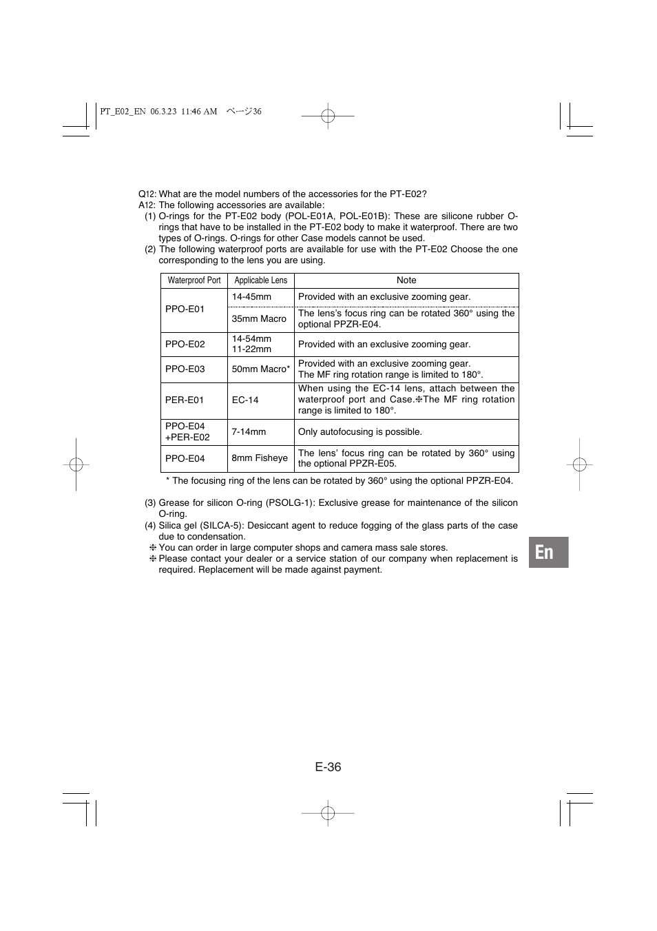 E-36 | Olympus PT-E02 User Manual | Page 77 / 284