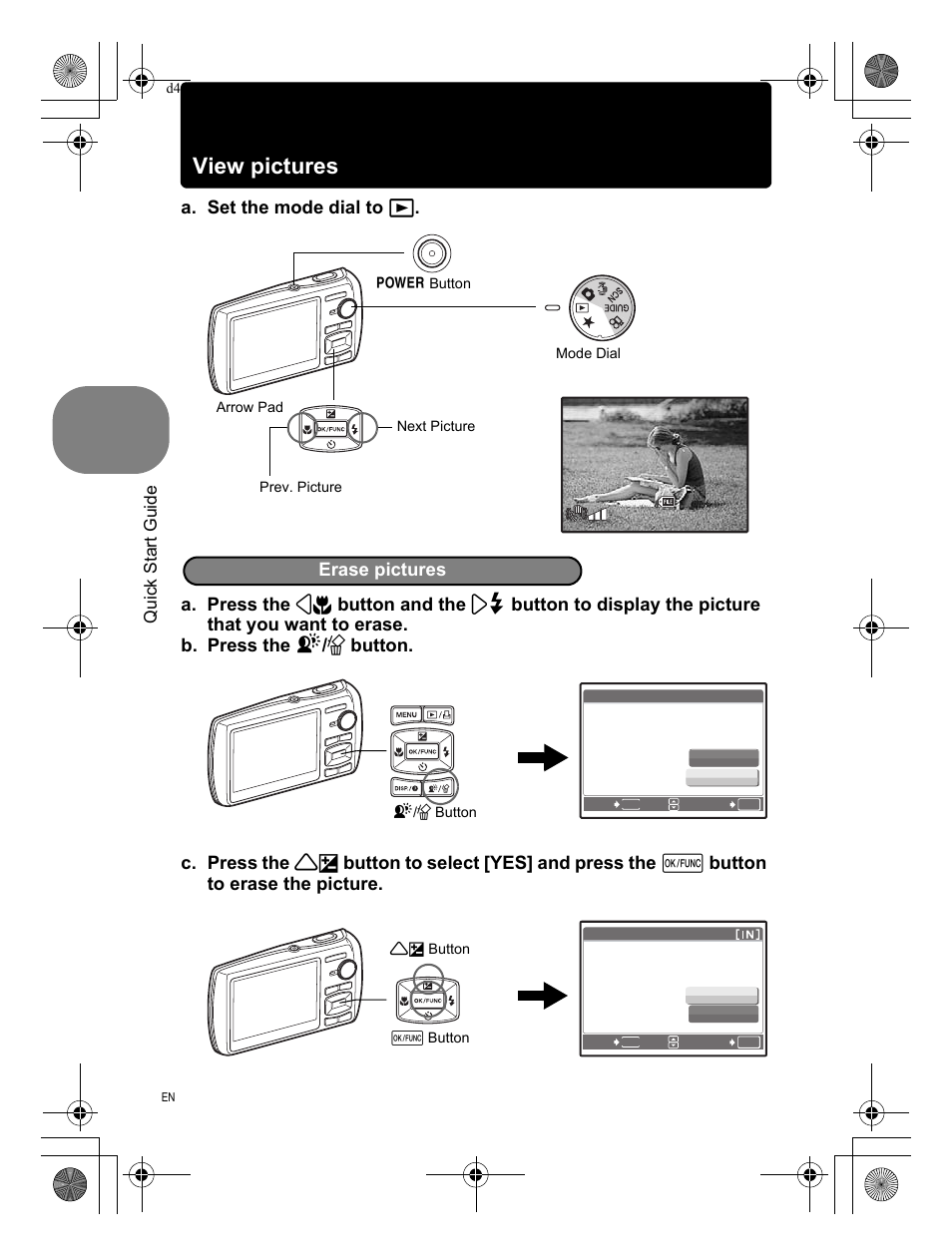 View pictures, Erase pictures | Olympus 1200 User Manual | Page 10 / 84